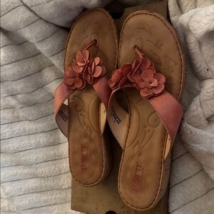 Kornelia Born light red Floral Sandals - they look more of a coral reddish pink.